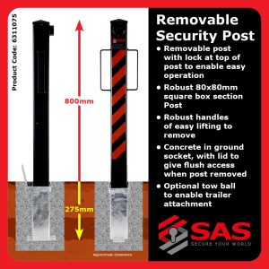 HD Removeable Security Post, with ground socket - 6311075
