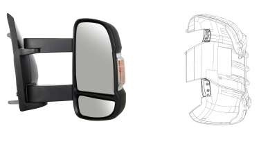 Milenco Mirror Protectors (Fiat, Citroen, Peugeot, Ducato) 2025 Onwards (7542) BLACK - LONG / SHORT ARM