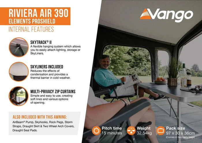 Riviera Air 390 Pro Shield Awning + Carpet