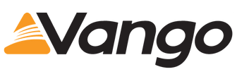 Vango logo with black text and orange triangle on a white background